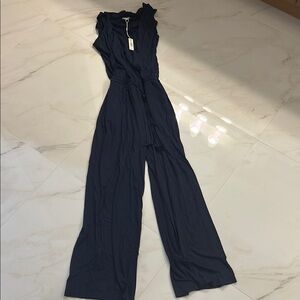 Chic Blue Sleeveless Jumpsuit with Wide-Leg Design